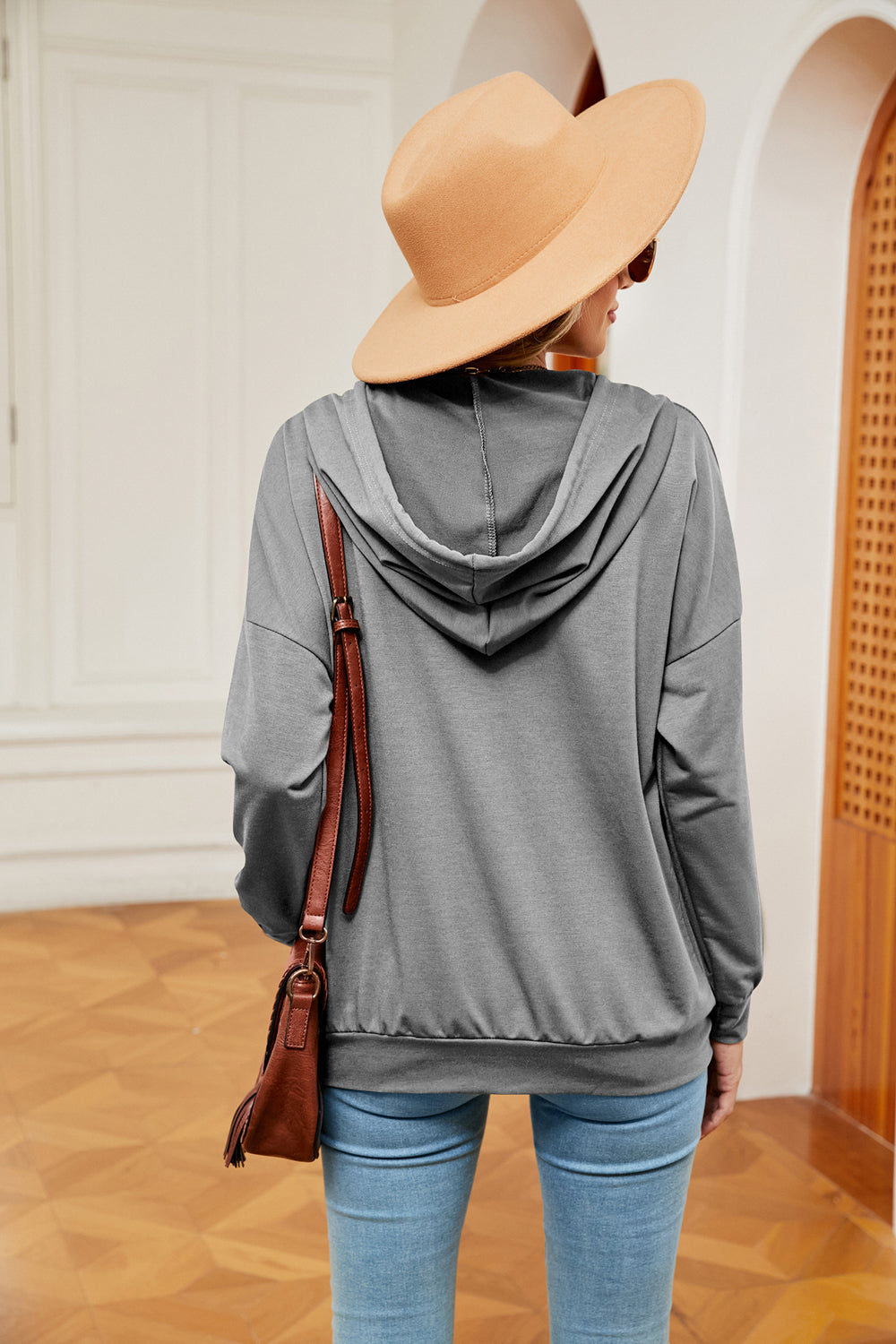 Quarter-Snap Drawstring Hoodie